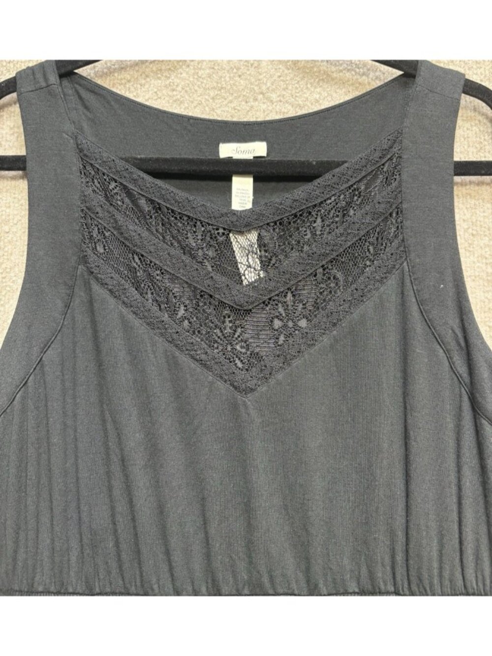 Soma Women's Dress Large Large Black Embroidered Long Sleeveless Rayon Blend NWT - Picture 3 of 13